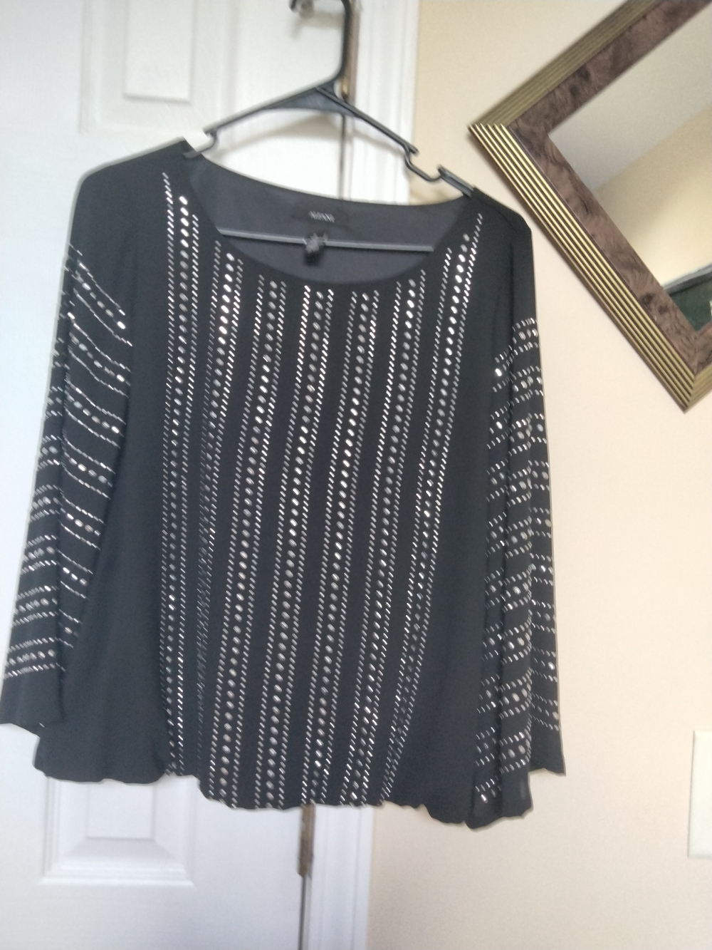 Alfani Black Embellished Long-Sleeve Women's Top